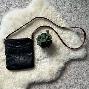Black & Brown Leather Ralph Lauren Crossbody Purse